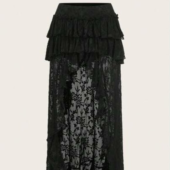 Shien Icon Dresses & Skirts - SHEIN ICON Black Lace High Low Tiered Skirt | Size M
